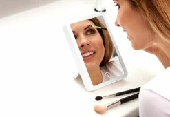 New ⭐ Full-Face Lighted Travel Mirror Speaker by SDI Technologies Inc. ⭐